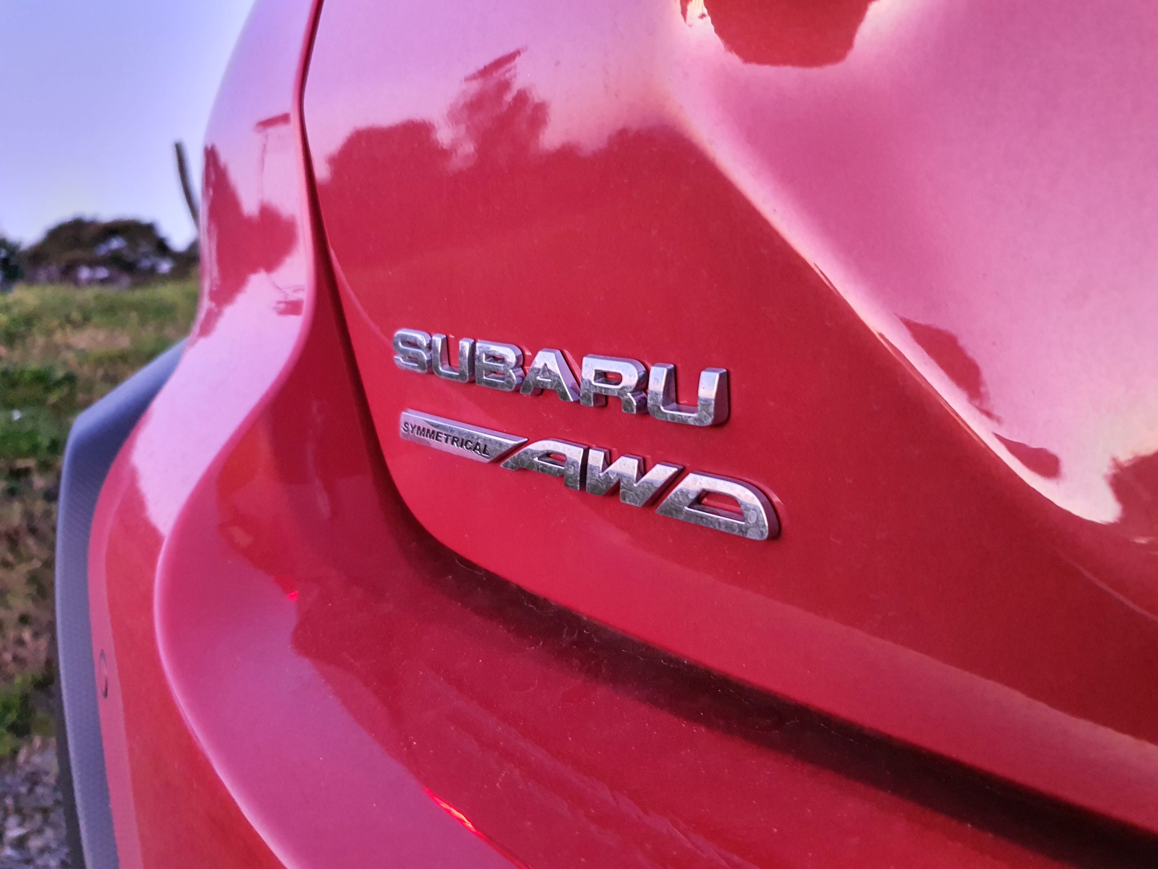 Subaru Symmetrical AWD badge highlighted on the 2023 Crosstrek
