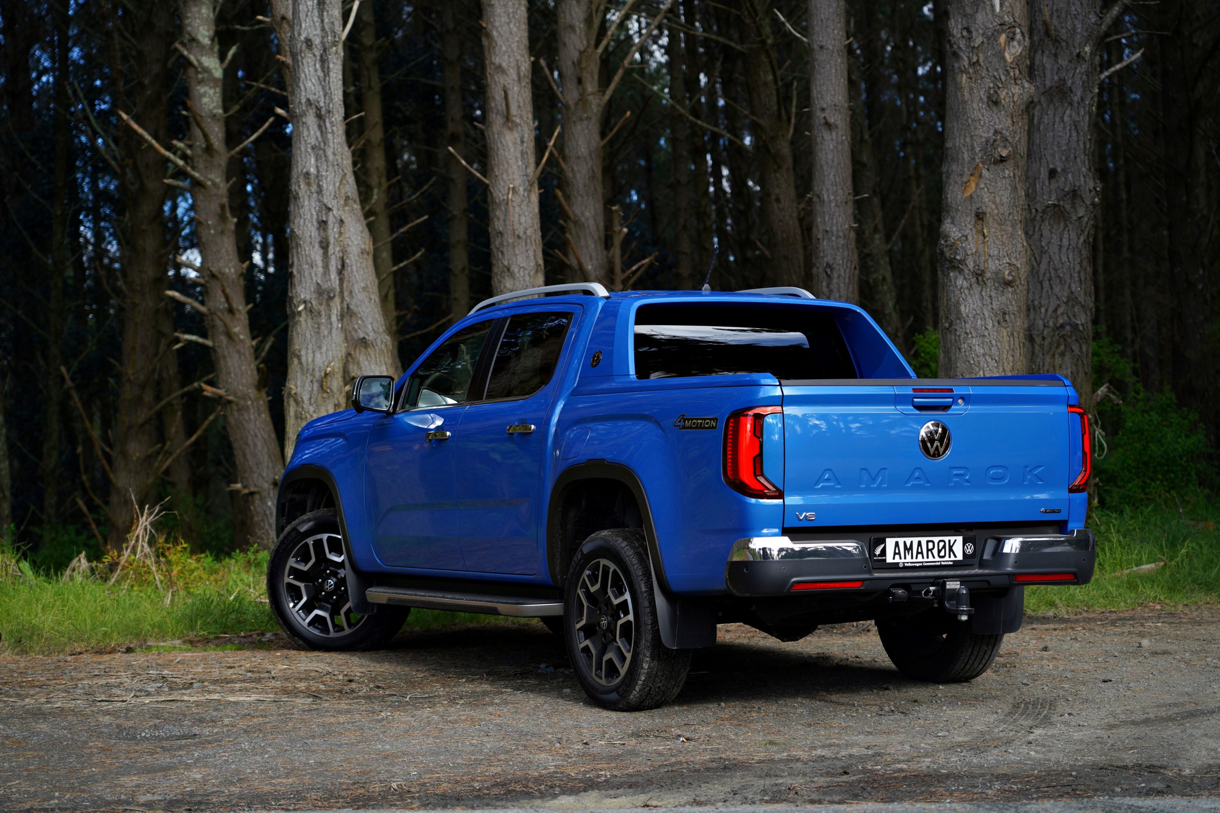 Rear three quarters view of a 2023 Volkswagen Amarok Aventura pickup truck