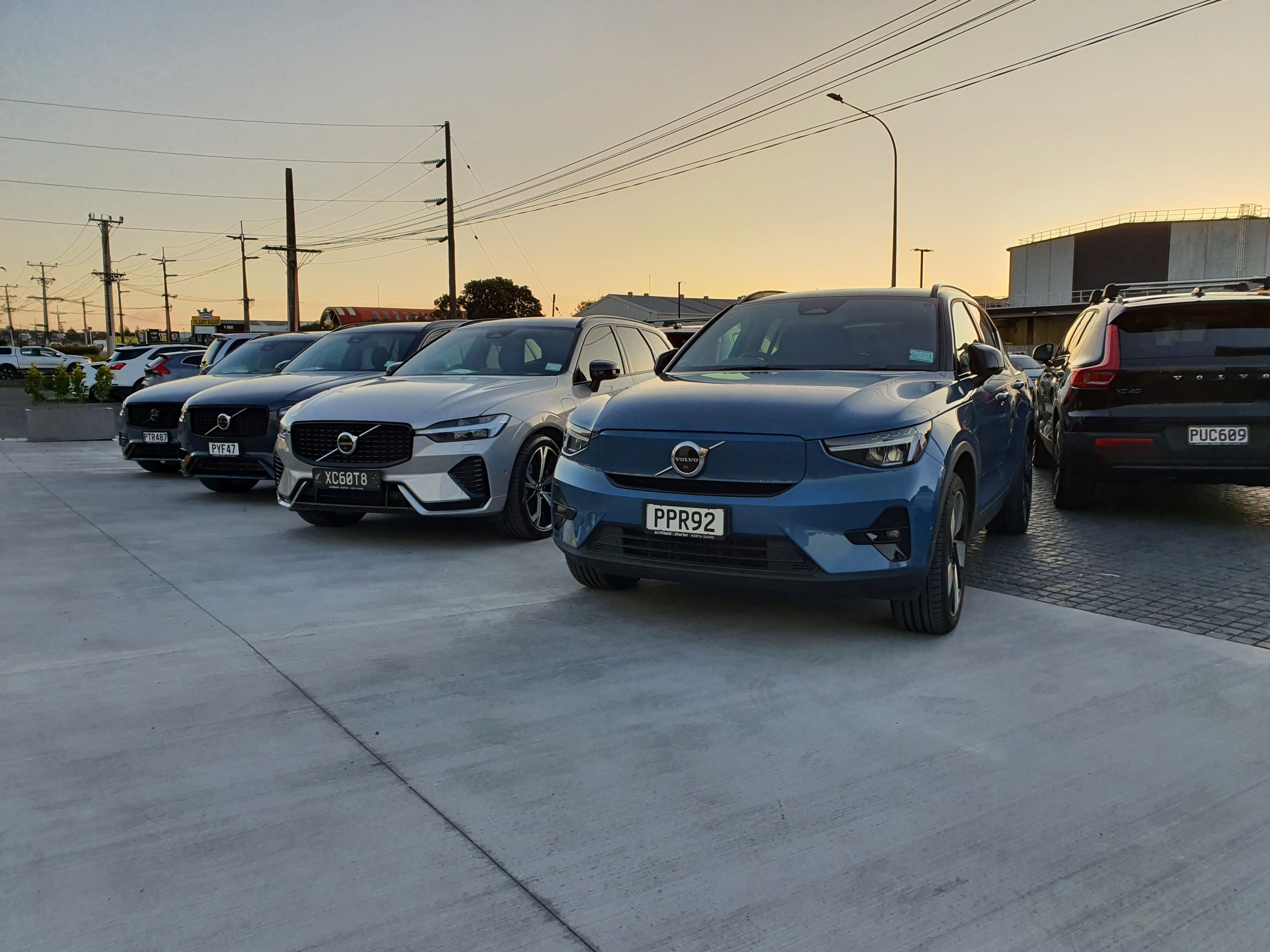 New Volvo Cars on the lot of the new Volvo NZ flagship store at Archibald & Shorter in North Shore, Auckland.