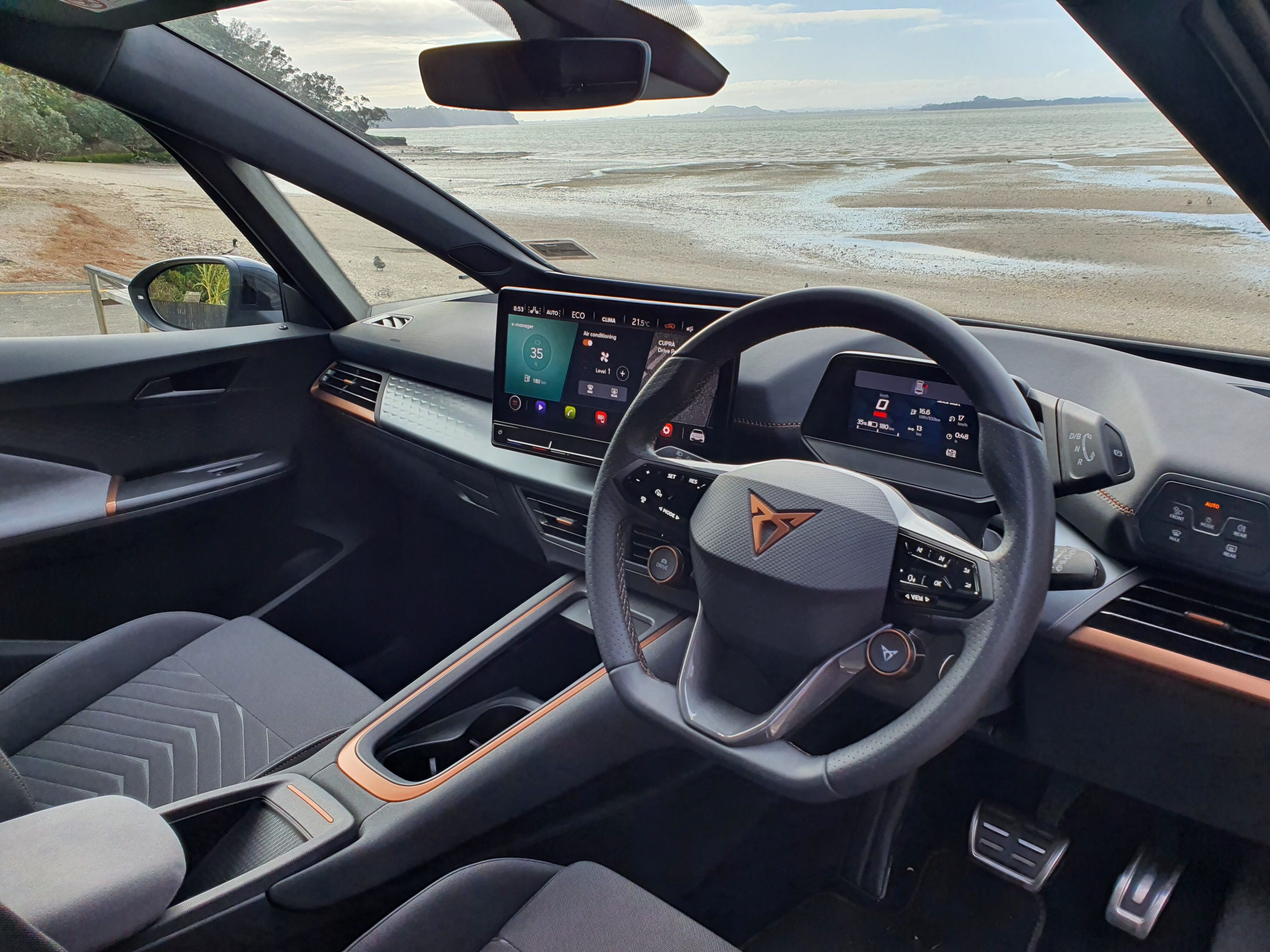 Interior view of a 2023 Cupra Born V+ in Quasar Grey.