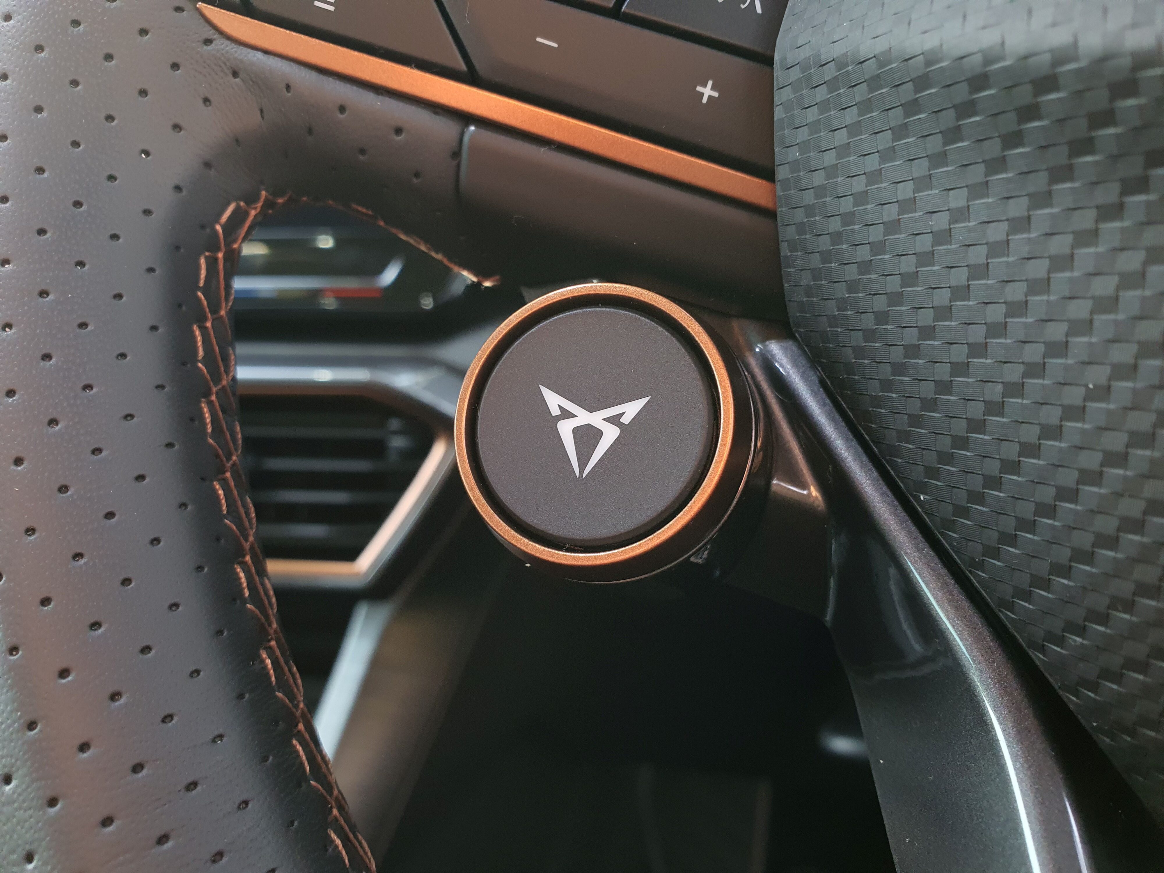 Cupra shortcut button on the steering wheel of the Cupra Formentor VZ Tribe Edition