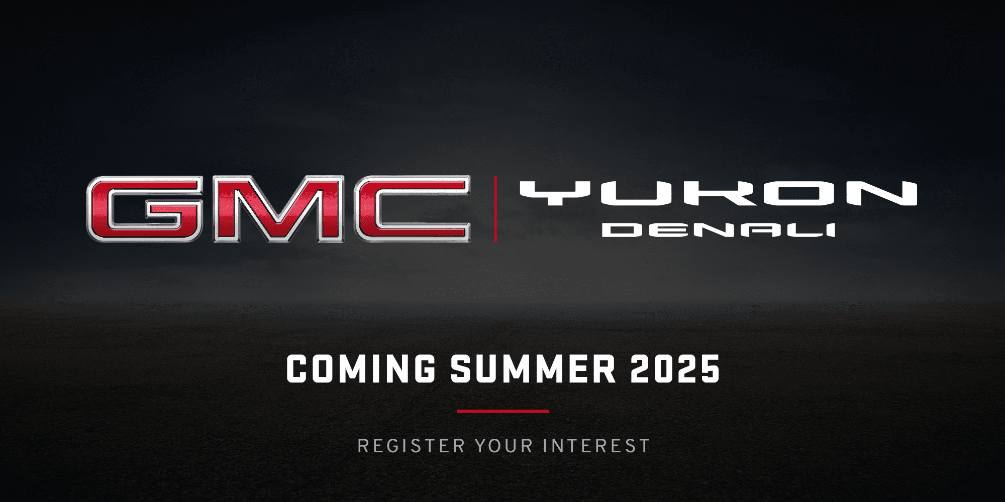 An announcement of the GMC Yukon Denali's 2025 arrival.