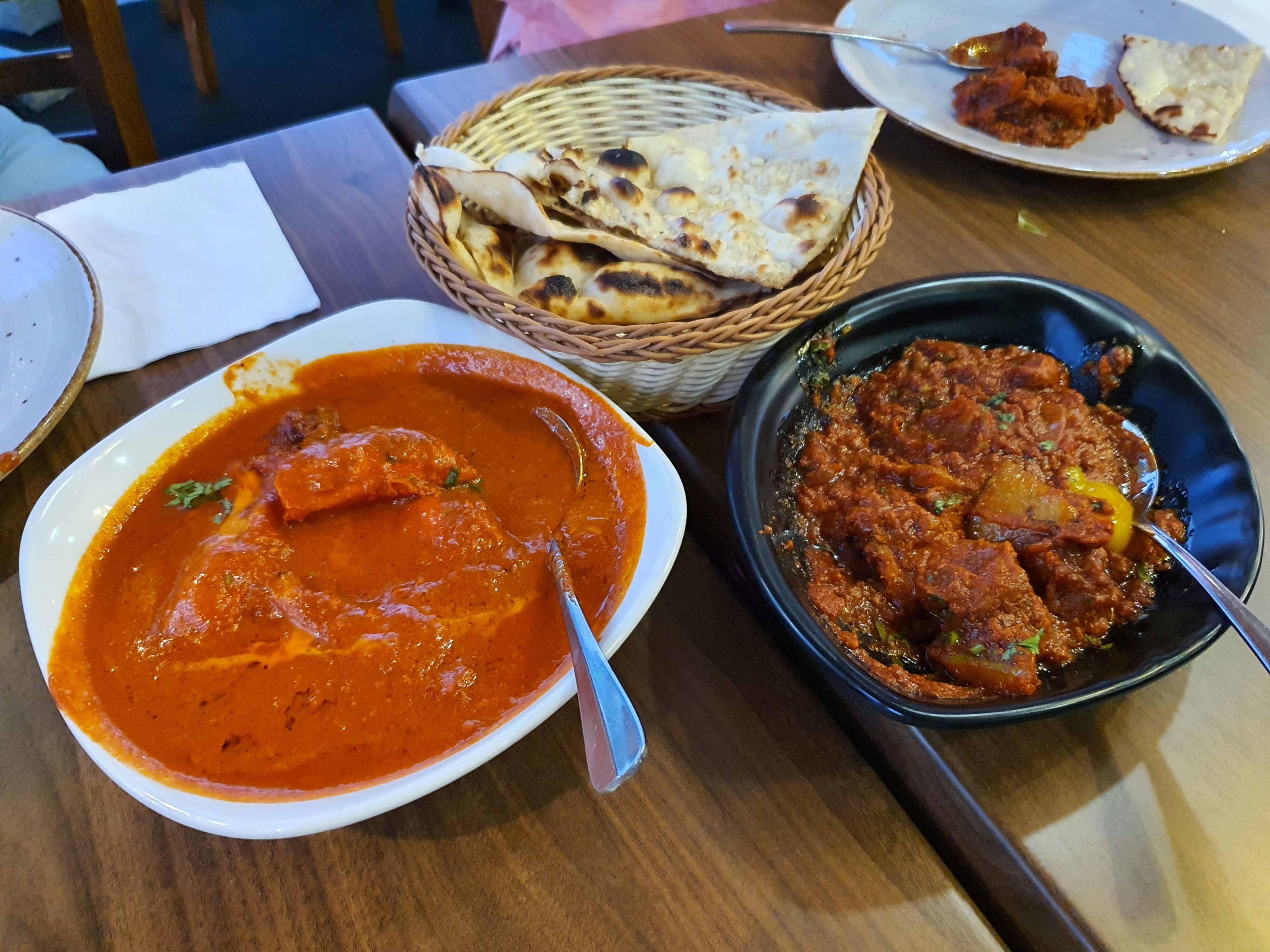 Photo of a dinner meal at Royal Indian Restaurant, Cambridge, Waikato, New Zealand.