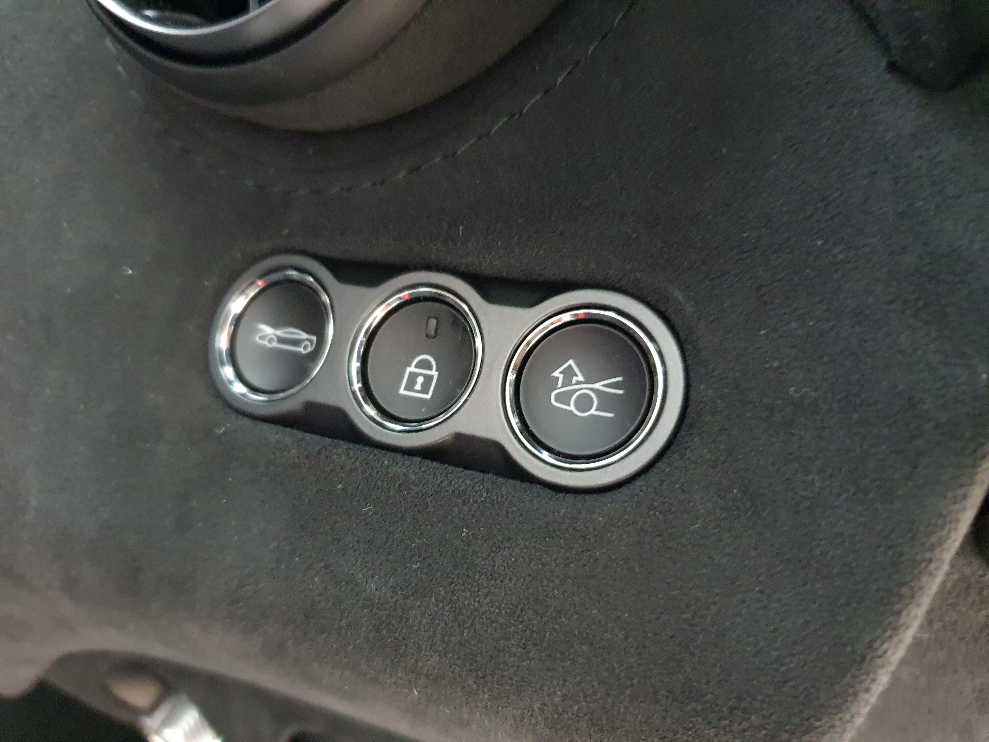 A trio of buttons on the interior of the new McLaren 750S.