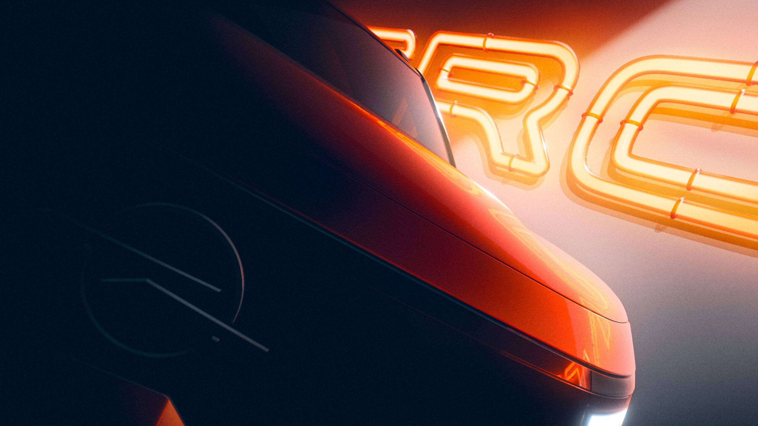 A teaser image of the new Opel Frontera featuring the revamped Blitz logo.