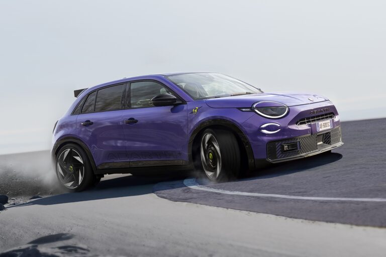 Promotional photo of an Abarth 600 in Purple.