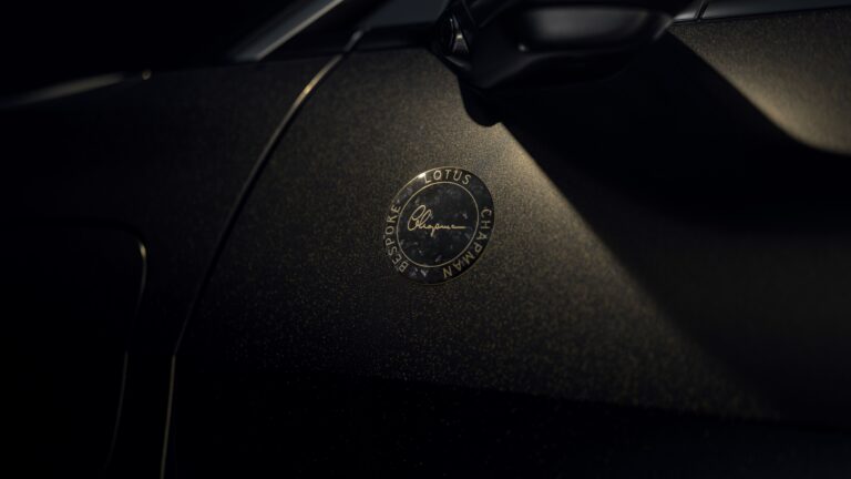 A close-up of the new Lotus Chapman Bespoke badge.