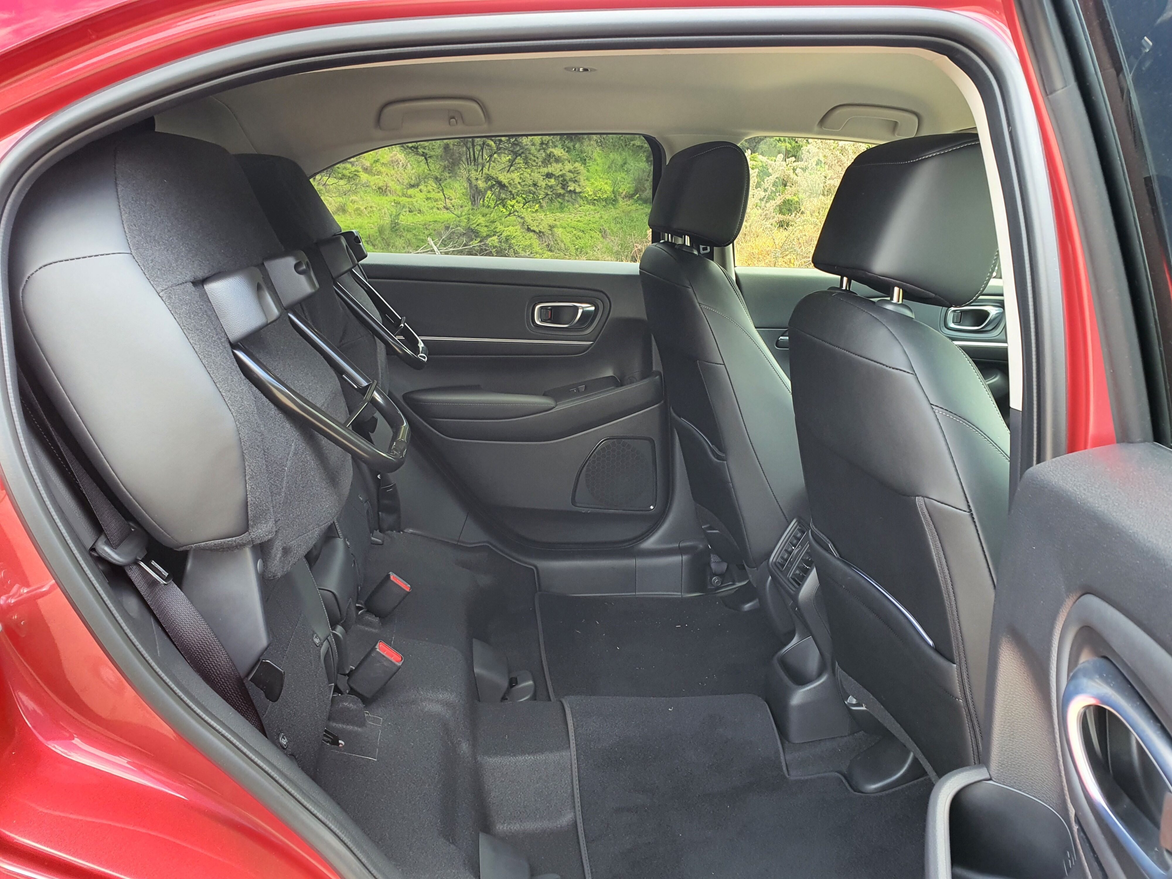 Magic rear seats on a 2024 Honda HR-V pictured here folded up.