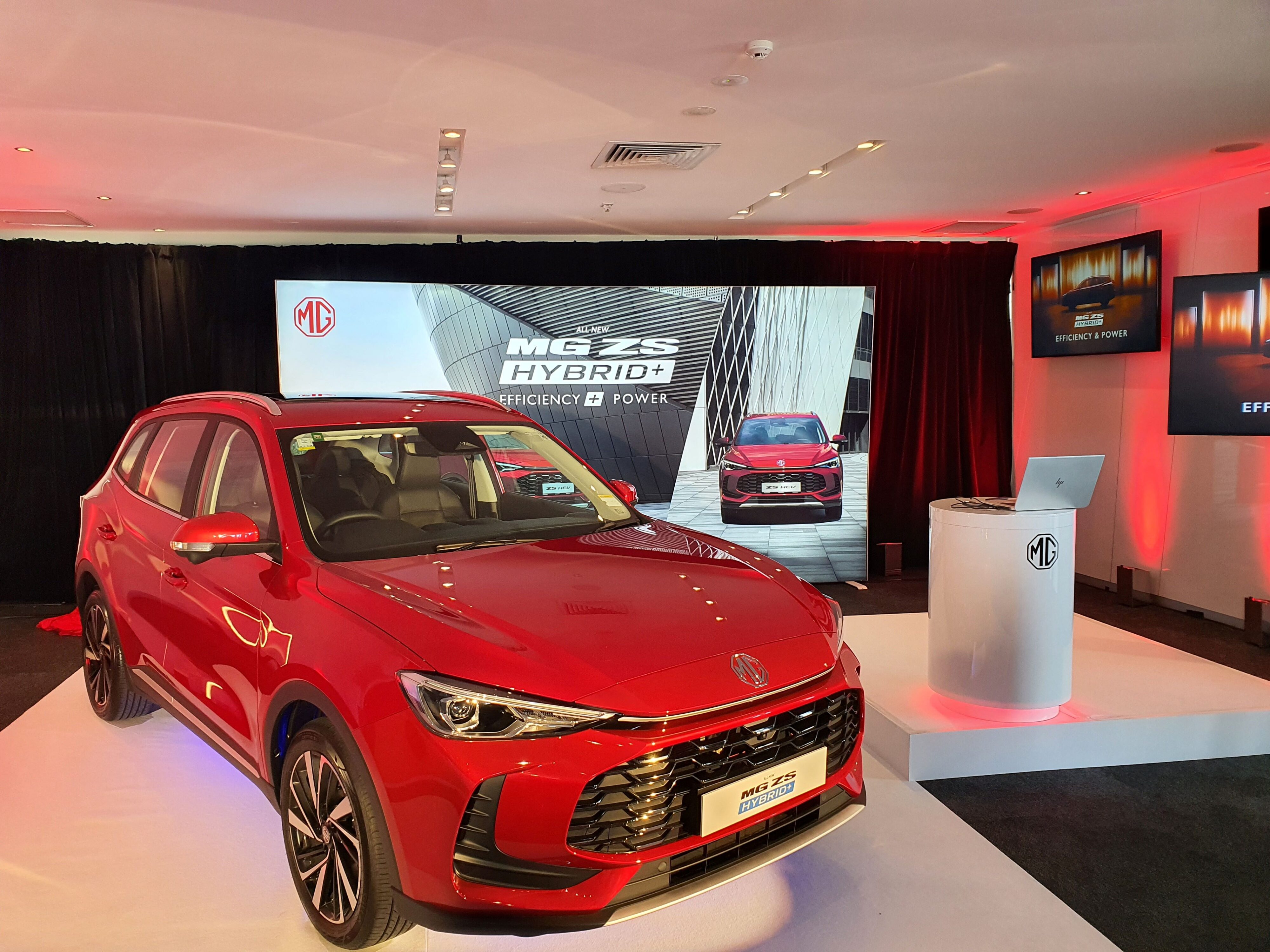 A photo of the new MG ZS Hybrid+ at its New Zealand launch in November 2024.