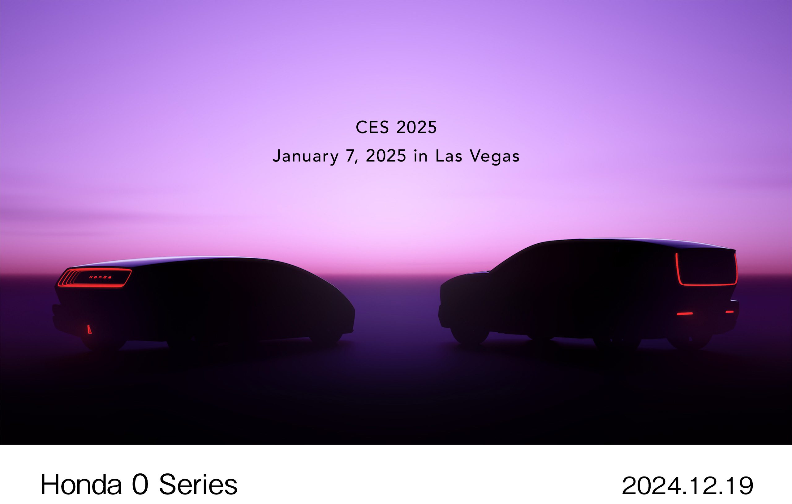A promotional photo of the two Honda Zero (0) Series prototype vehicles to be unveiled at CES 2025.