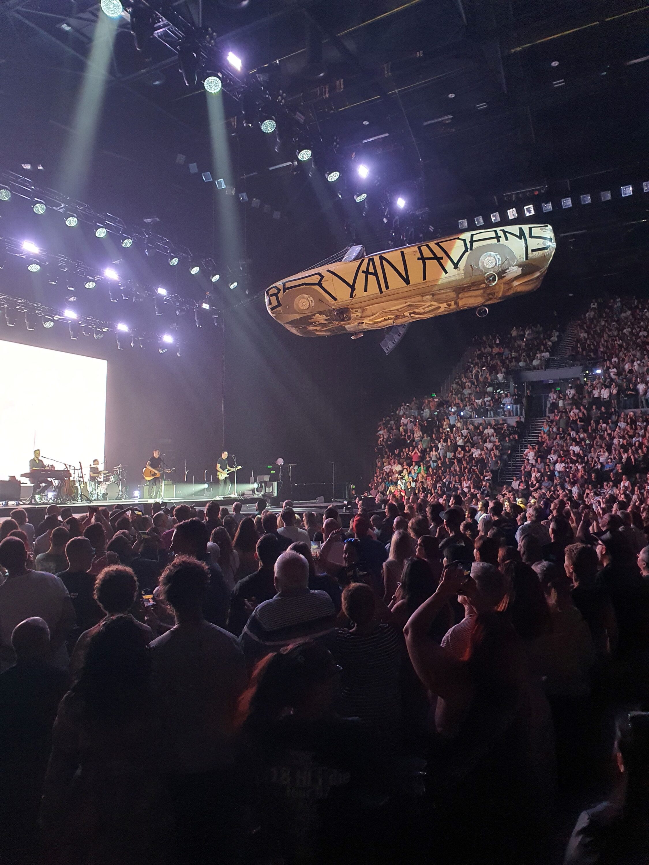 A photo of Bryan Adams' Auckland 2025 concert at Spark Arena as part of his So Happy It Hurts World Tour.