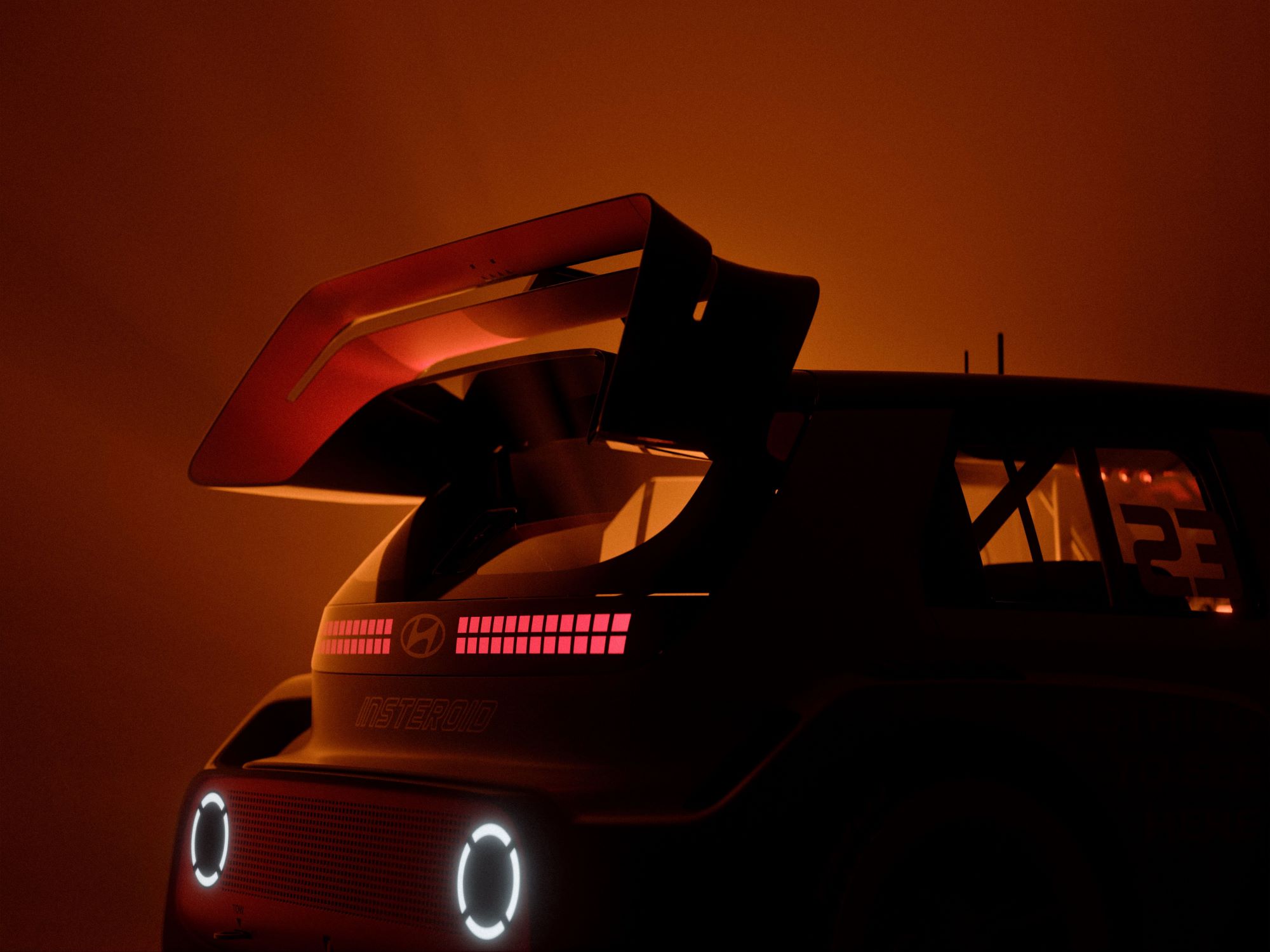 A rear view of the Hyundai INSTEROID concept car.