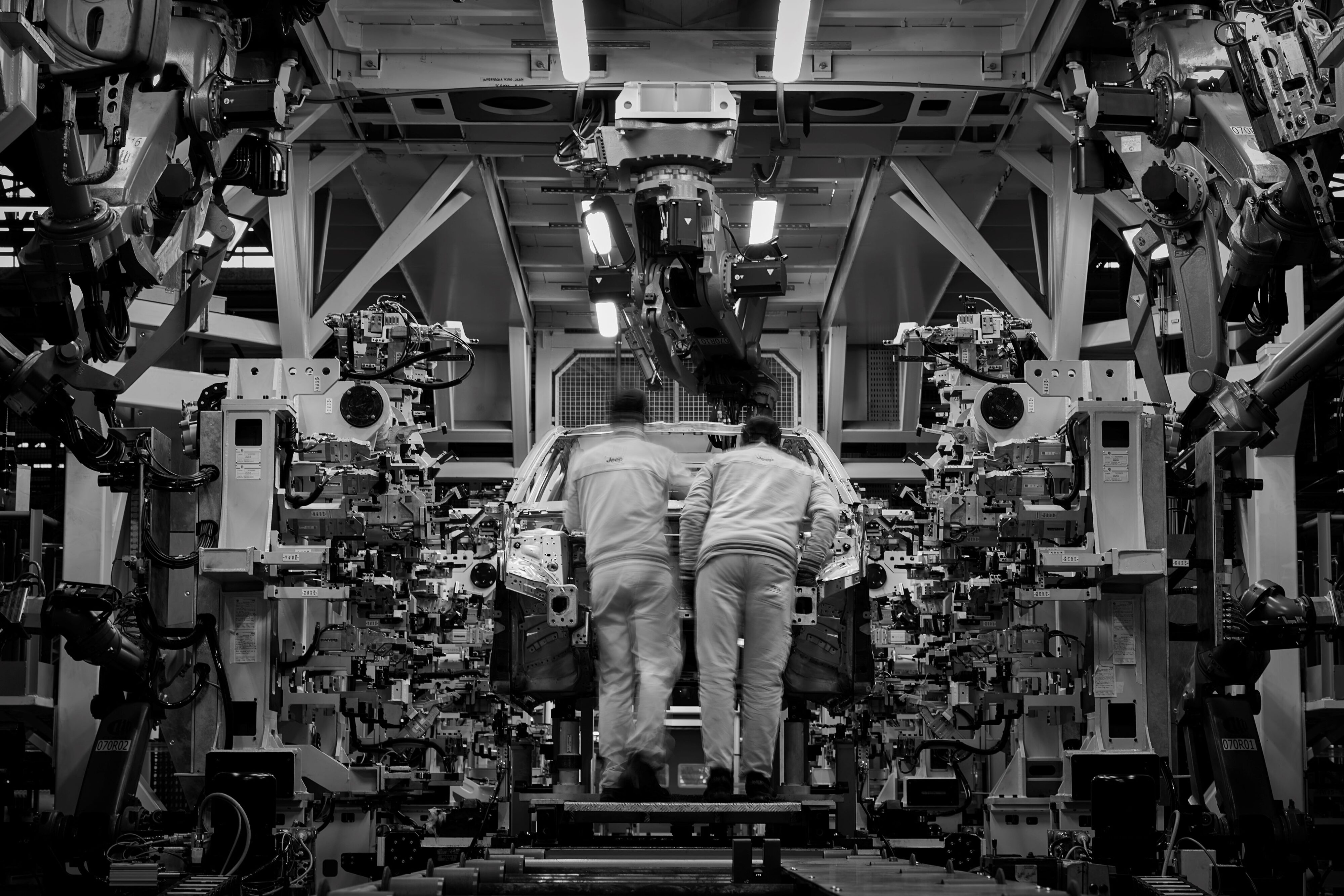 A photograph of production on the new Jeep Compass at Melfi Italy as taken by Alessandro Dobici.
