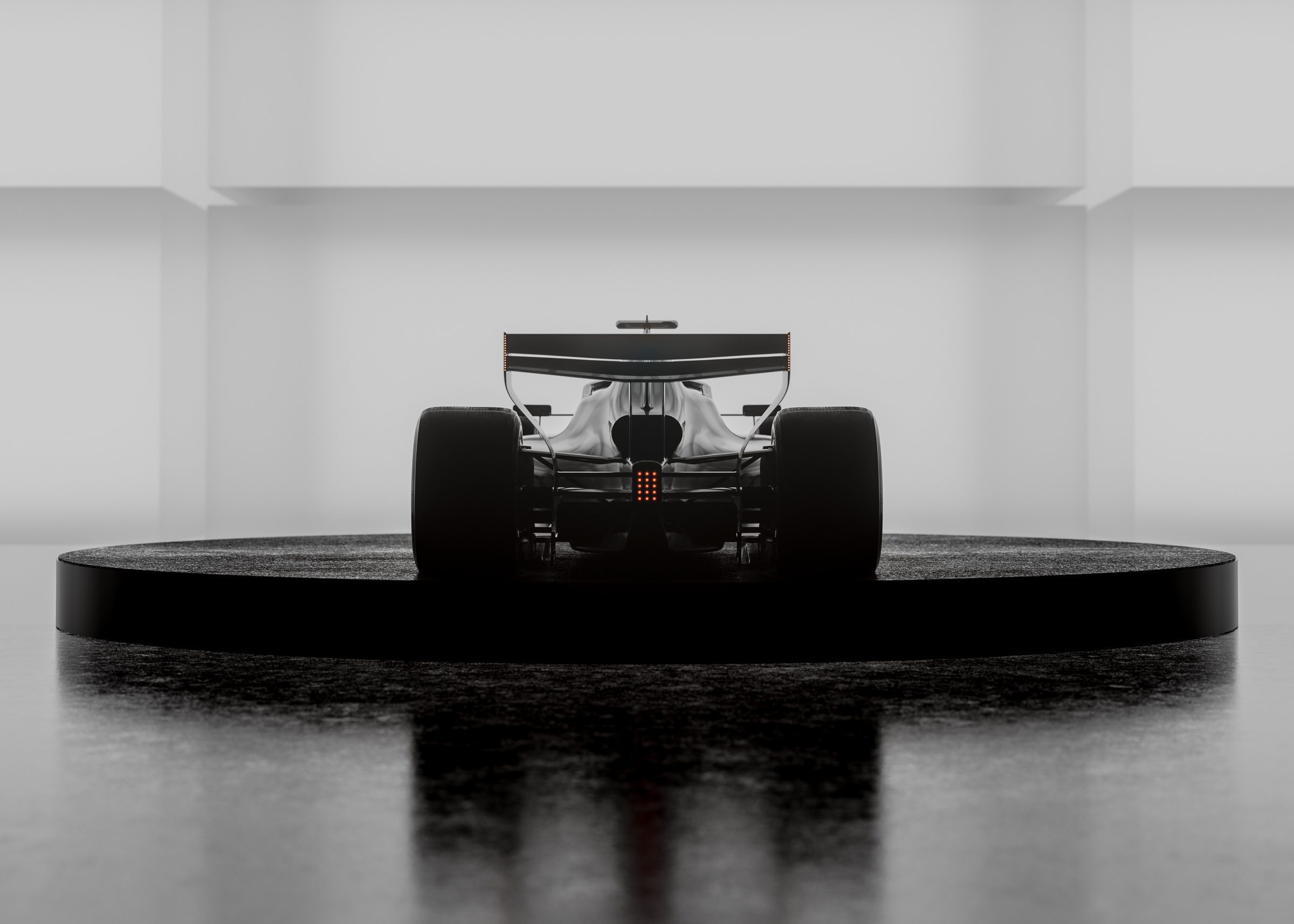 Rear view of the Audi F1 team racecar.