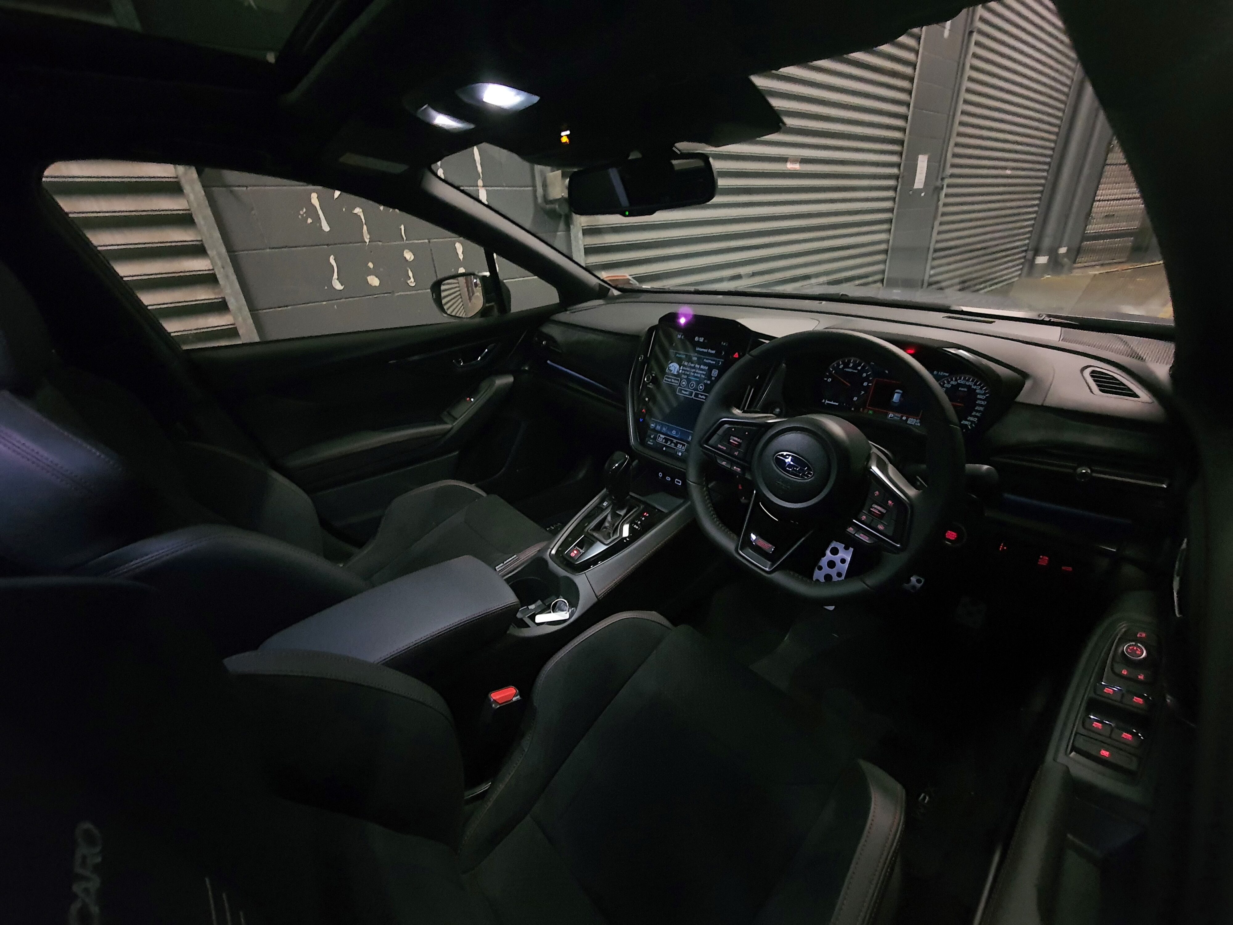 Interior view of a 2025 Subaru WRX GT tS Wagon in Asteroid Grey Pearl.