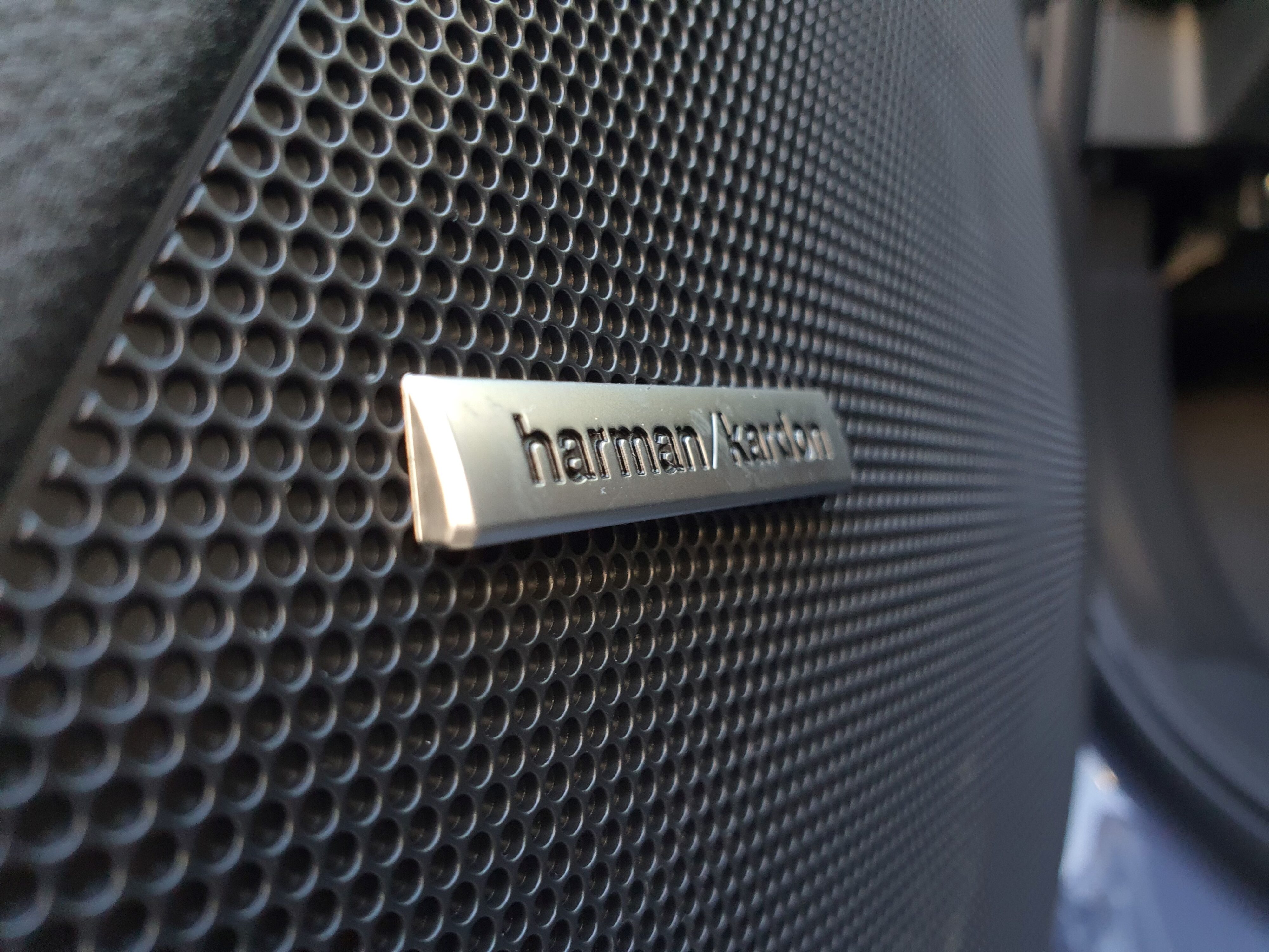 Harman Kardon badging on speaker housing of a 2025 Subaru WRX GT tS Wagon.