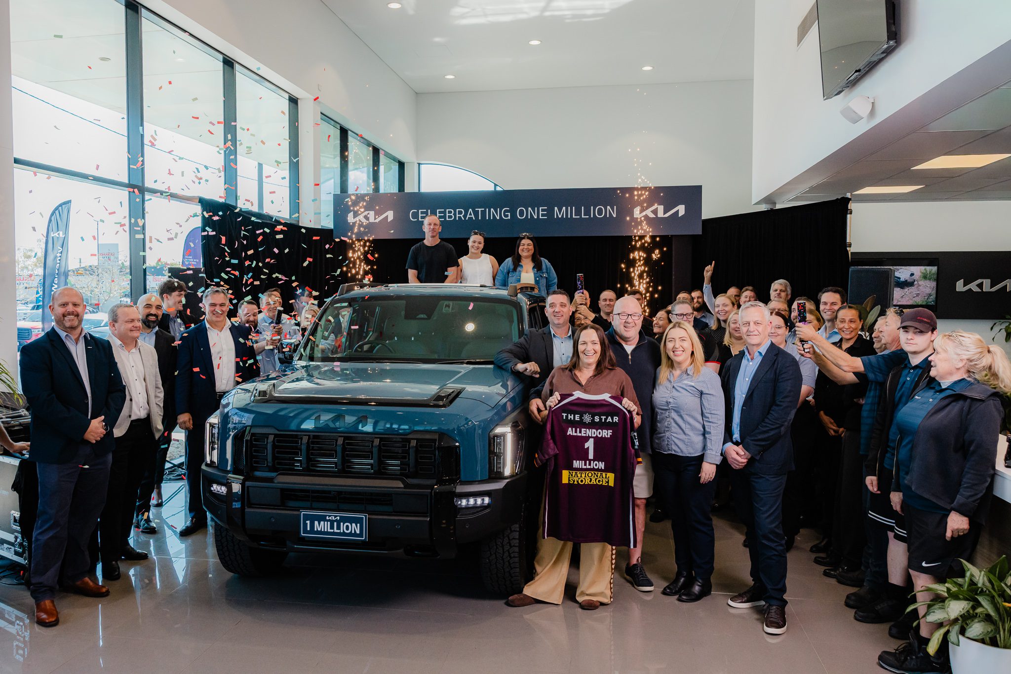 A photo of the one millionth Kia sold in Australia, a Tasman ute.